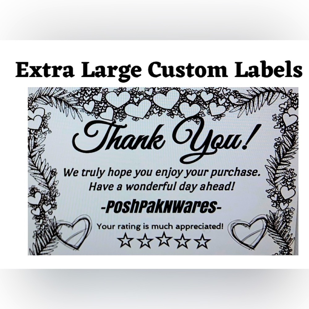 Extra Large Custom Labels "Thank You" Message with posh closet name heart design
